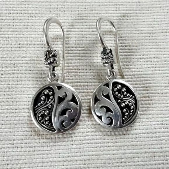 LOIS HILL Yin Yang Granulated Cutout Sterling Silver Oxidized Drop Earrings - Picture 15 of 15